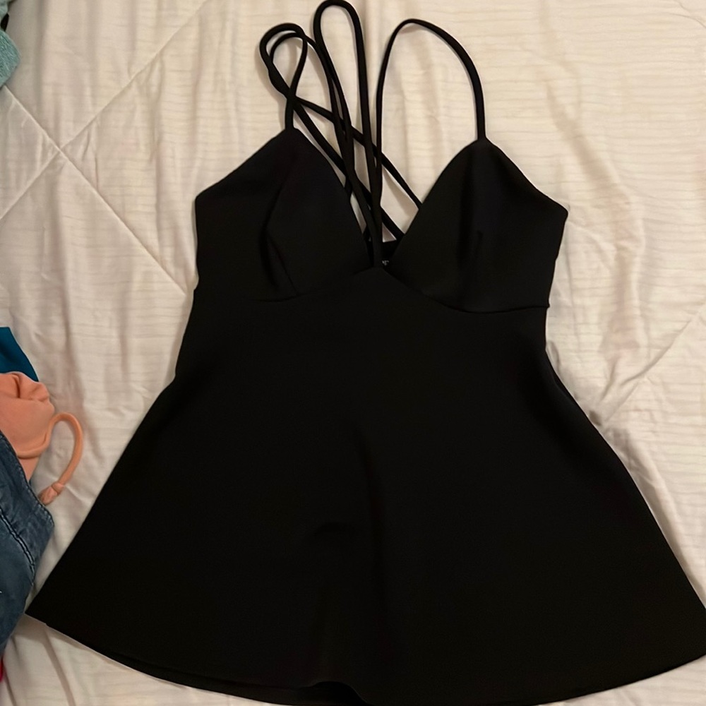 Express Strappy Black Tank with side zipper